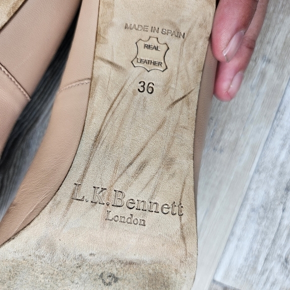 LK Bennett Nude Pumps Floret Leather Pointed Toe Courts - Picture 14 of 14